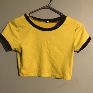 Yellow and Black Crop Top